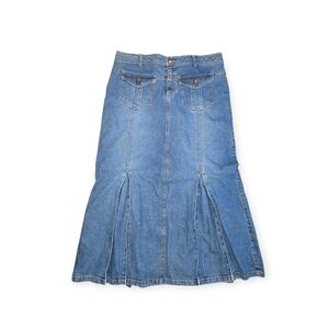 Vintage Y2k Blue Flared Denim Maxi Skirt !